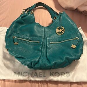 Michael Kors Women’s Teal Pebbled Leather Hobo Bag
